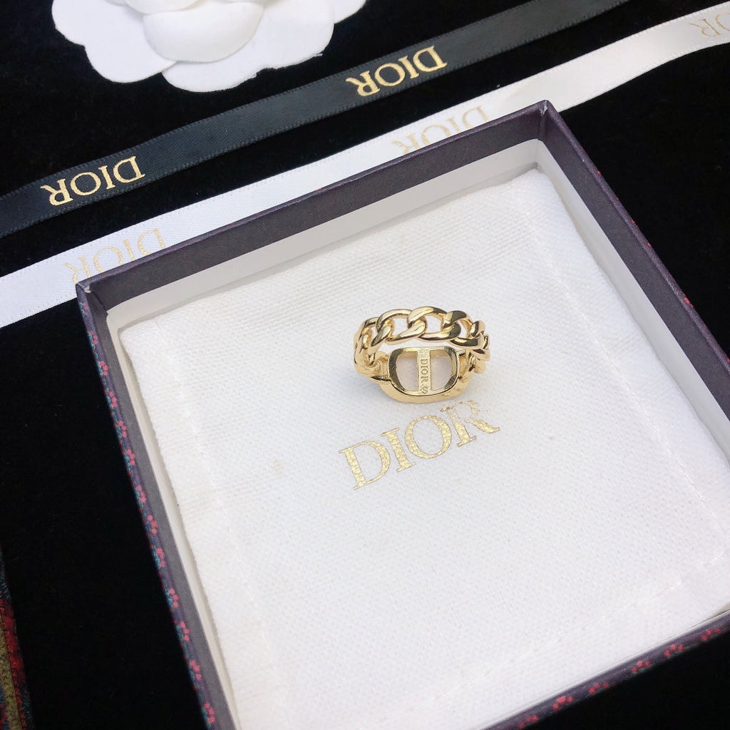 Dior Petit CD Chain Link Ring - 18K Yellow Gold