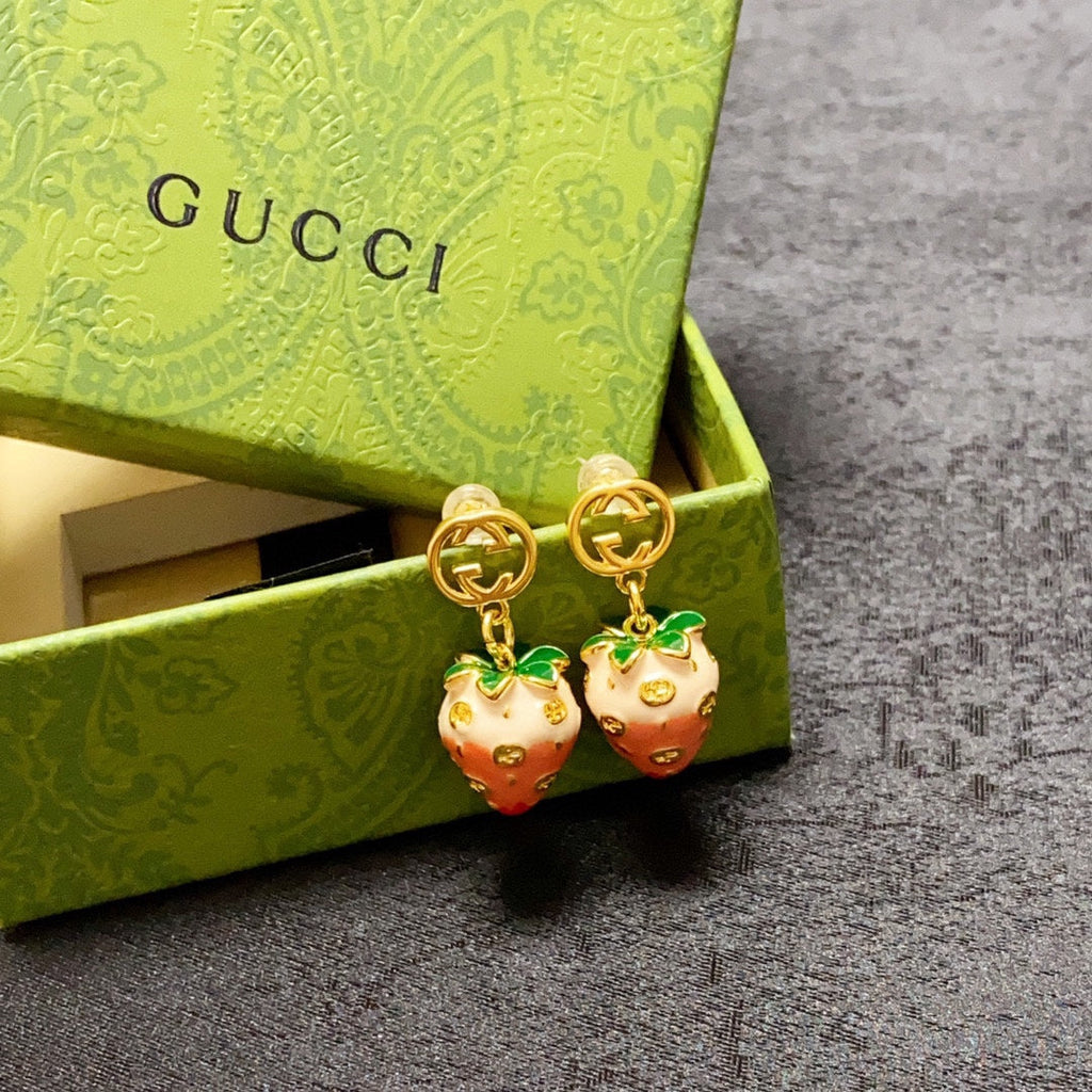 Gucci Double G Strawberry Earrings - 18K Yellow Gold
