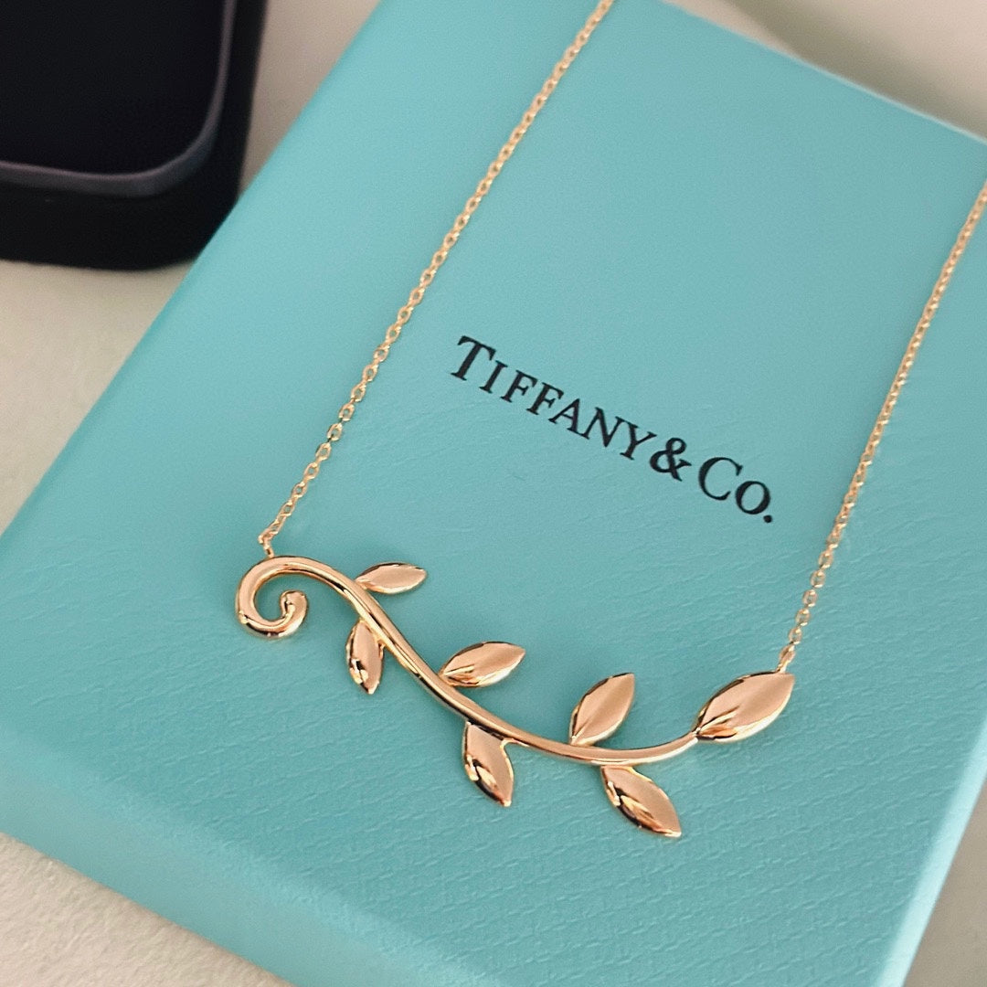 Tiffany Olive Leaf Vine Pendant Necklace