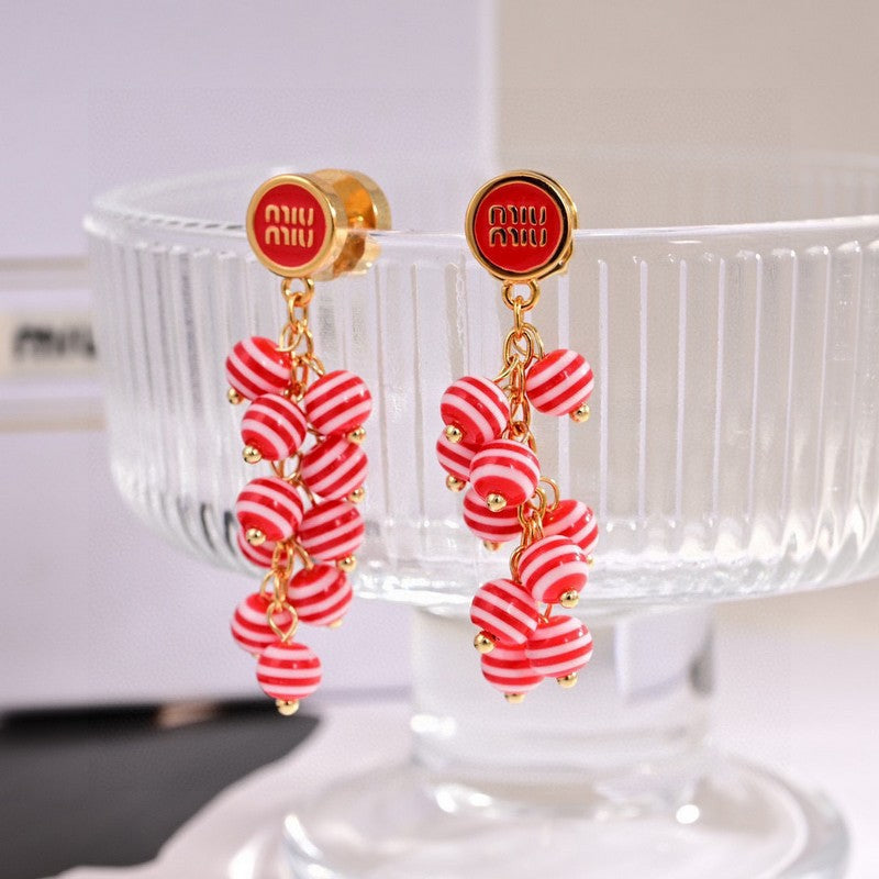 Miu Blue & Pink Ball Earrings - 18K Yellow Gold