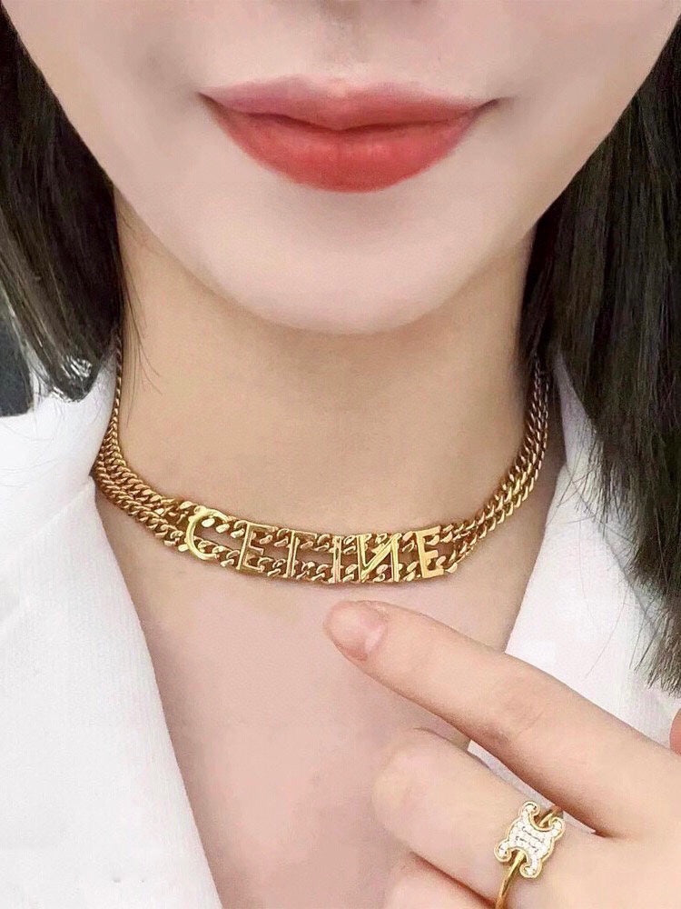 Celine Triomphe Gourmette Necklace