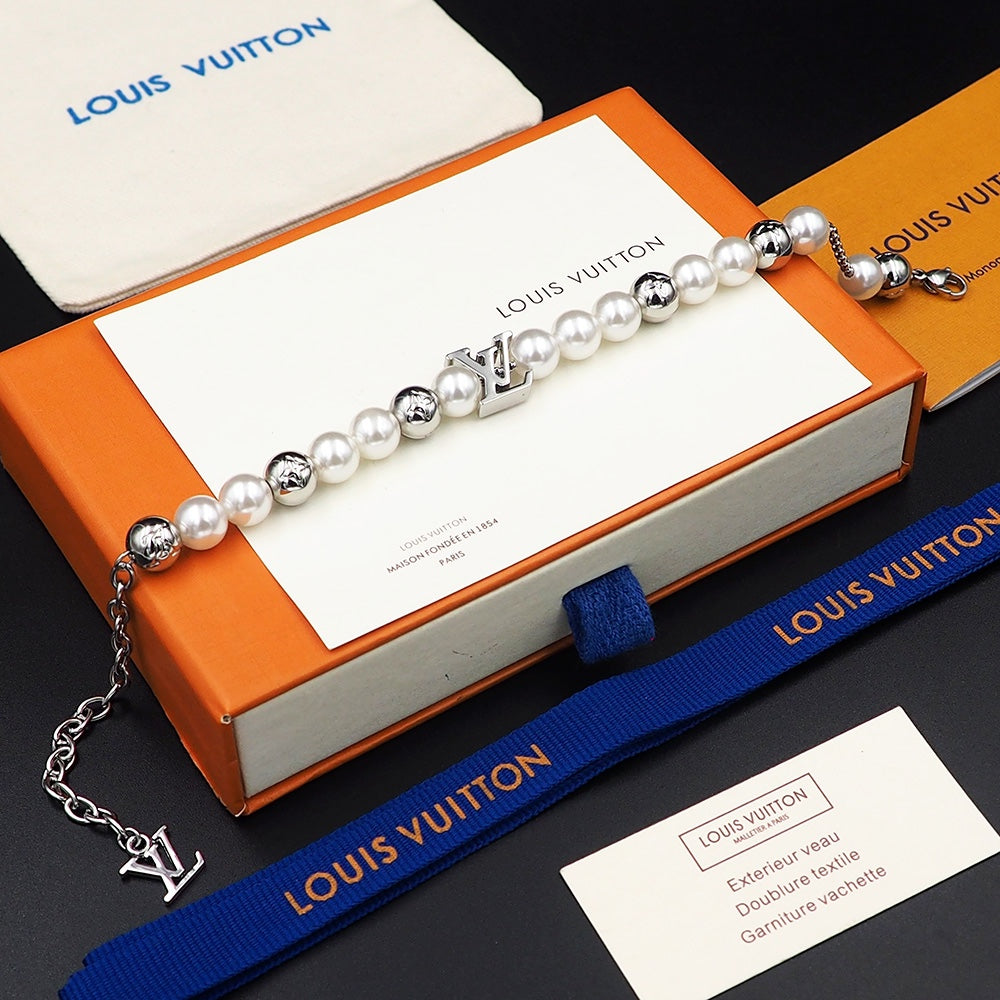 Louis Vuitton Monogram White Pearl Bracelet