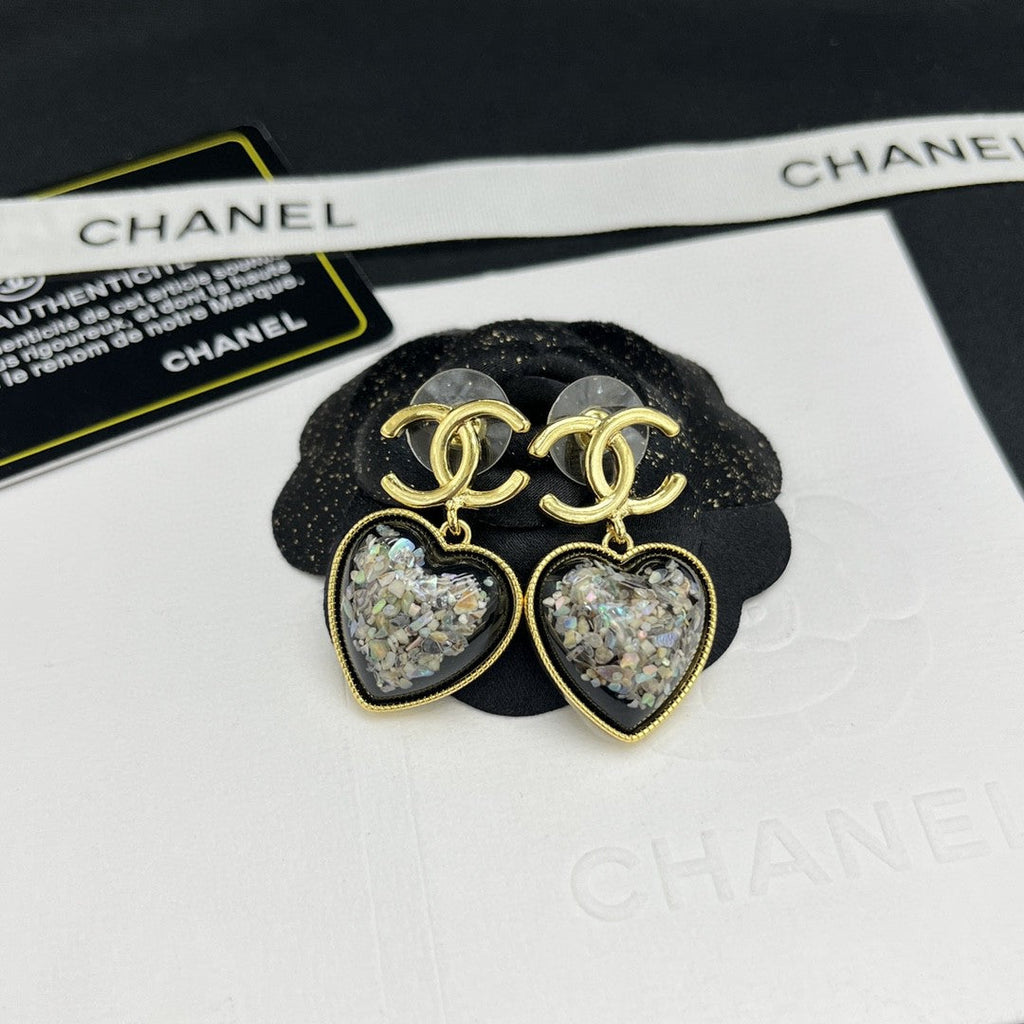 Chanel Multi-Color Crystals Heart Earrings - 18K Yellow Gold
