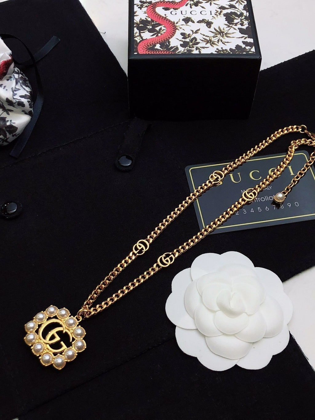 Gucci Double G Pearl Double G Necklace