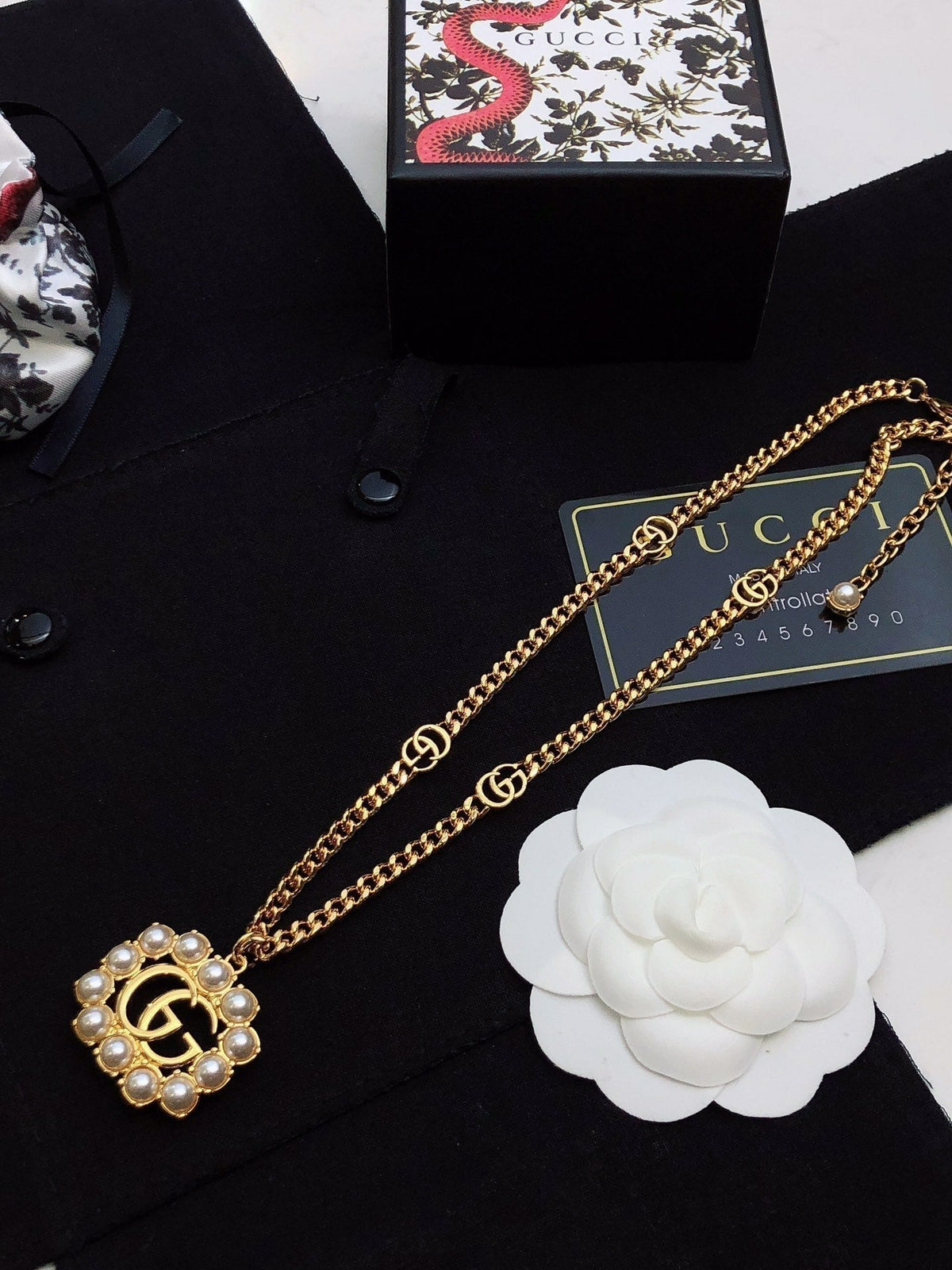 Gucci Double G Pearl Double G Necklace