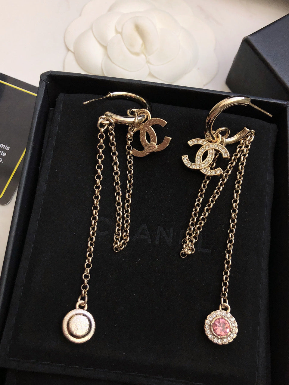Chanel Tassel Crystal Earrings - 18K Yellow Gold