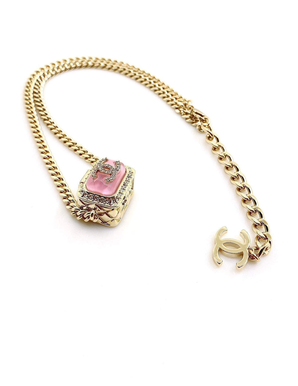 Chanel Pink Resin Chain Necklace