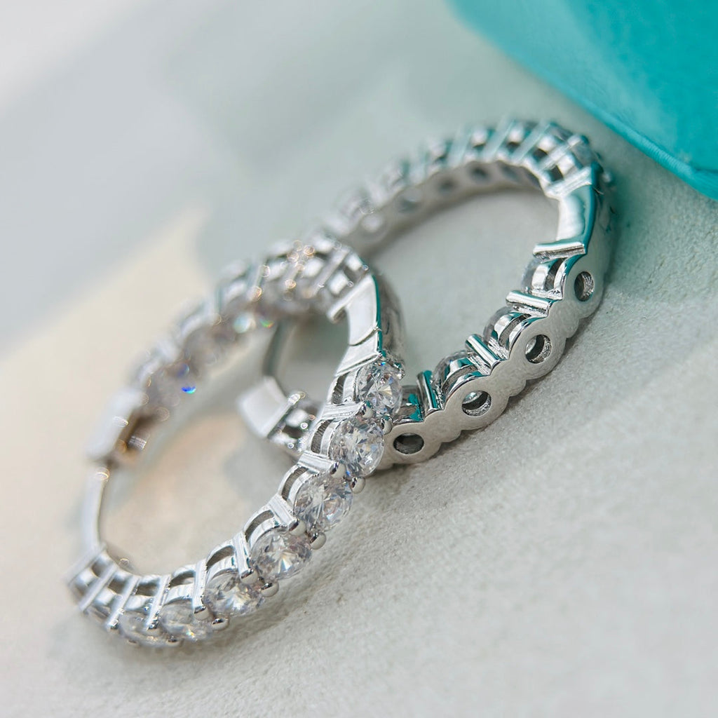 Tiffany Hoop Moissanite Earrings - 18K White Gold