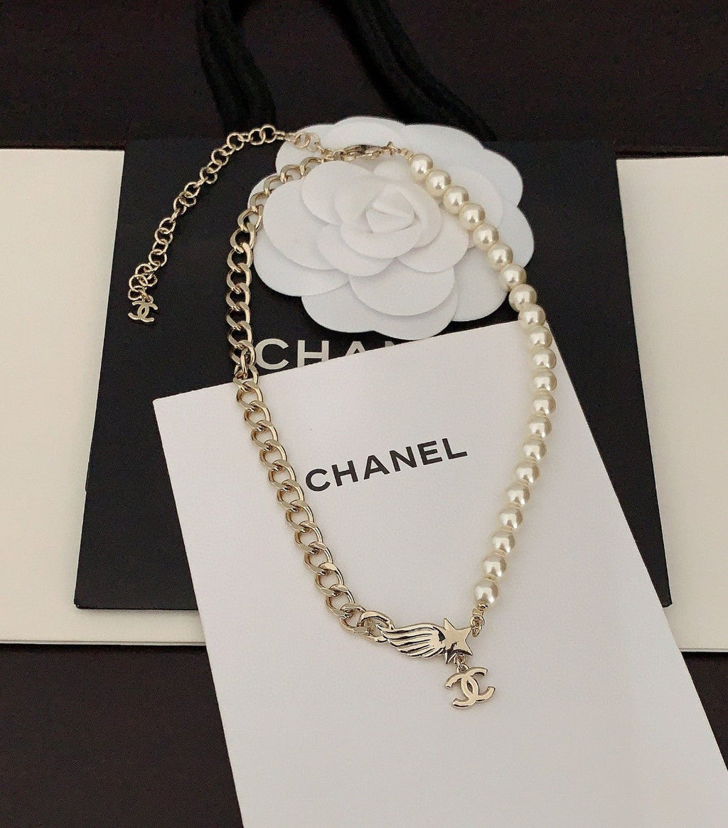 Chanel Pearl Chain Choker Necklace