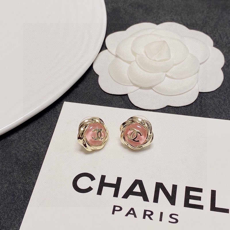 Chanel Pink Earrings - 18K Yellow Gold