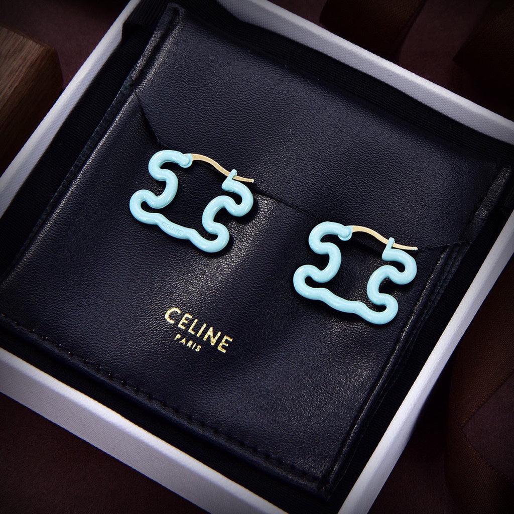 Celine Triomphe Color Resin Earrings - 18K Yellow Gold