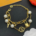 Louis Vuitton Pearl Lock Gold Bracelet