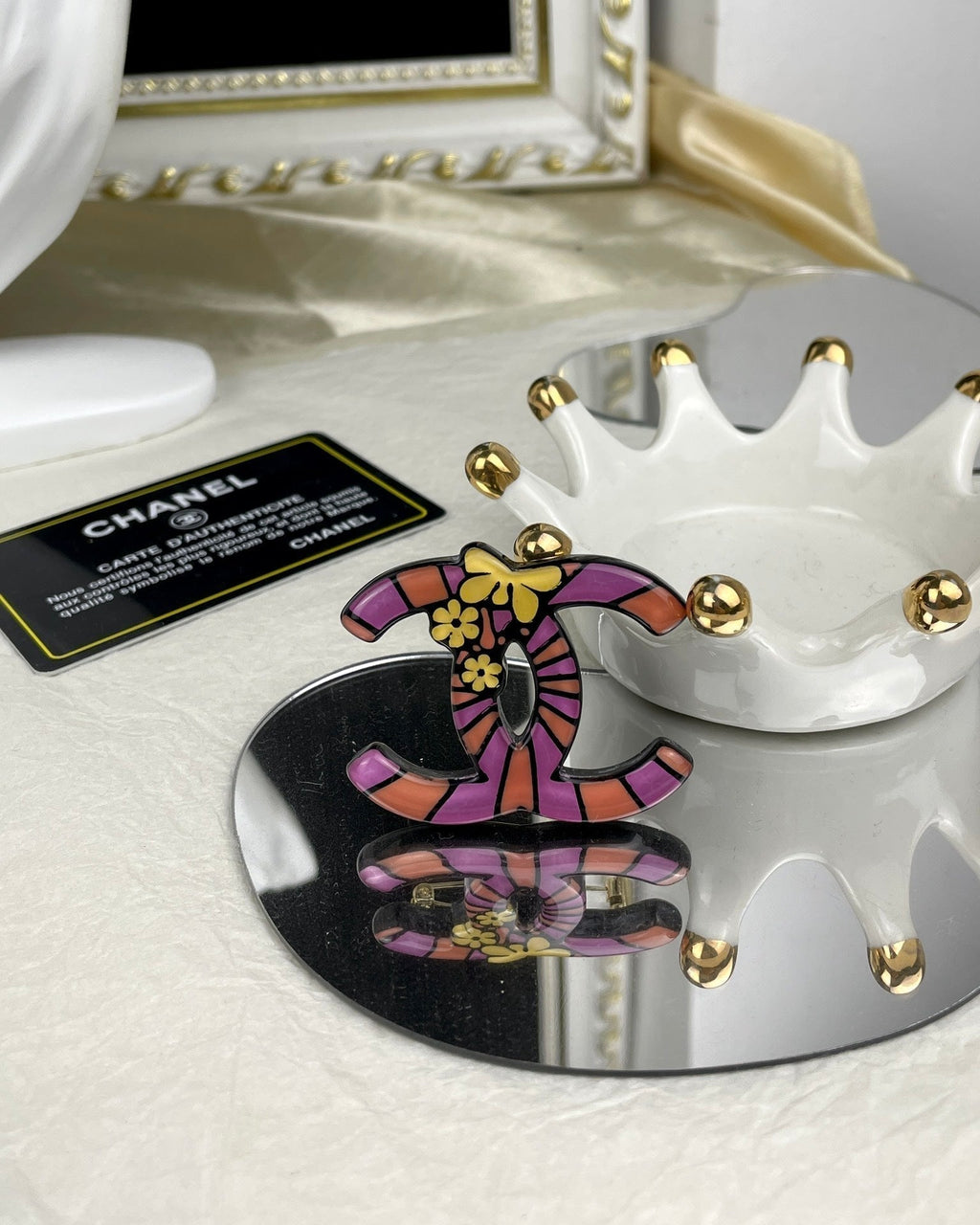 Chanel Pink Resin Brooch