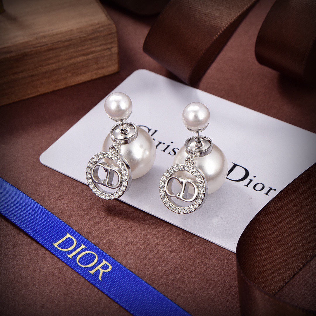 Dior Tribales White Resin Pearl Earrings