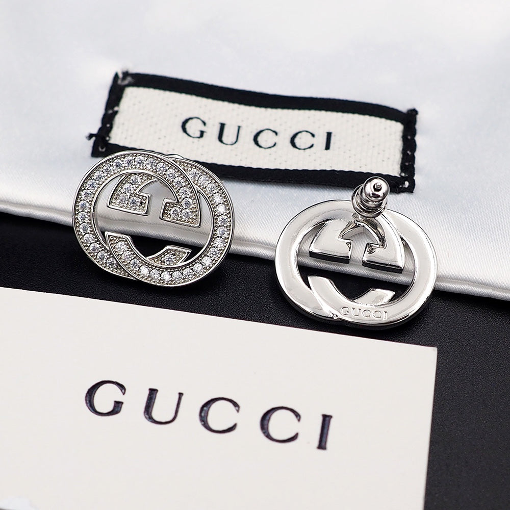 Gucci Double G Diamond Earrings - 18K White Gold