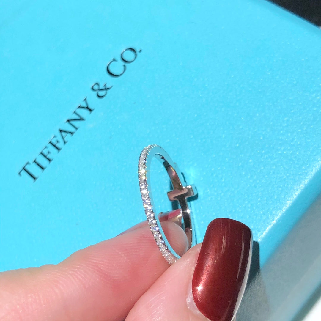 Tiffany Moissanite Wire Ring - 18K White Gold