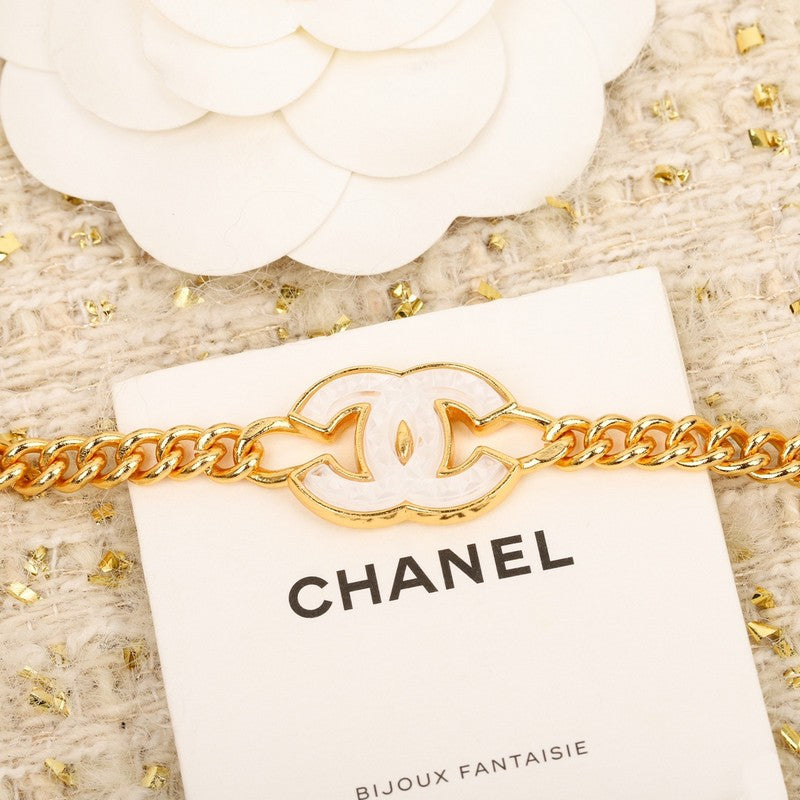 Chanel White Logo Choker Necklace