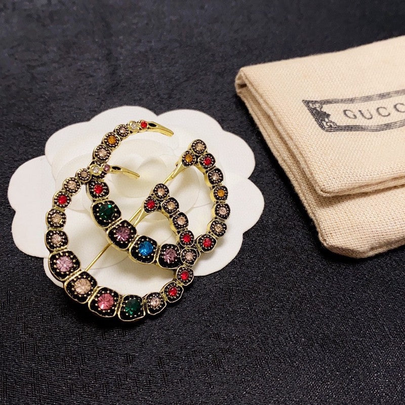Gucci Double G Color Crystal Brooch