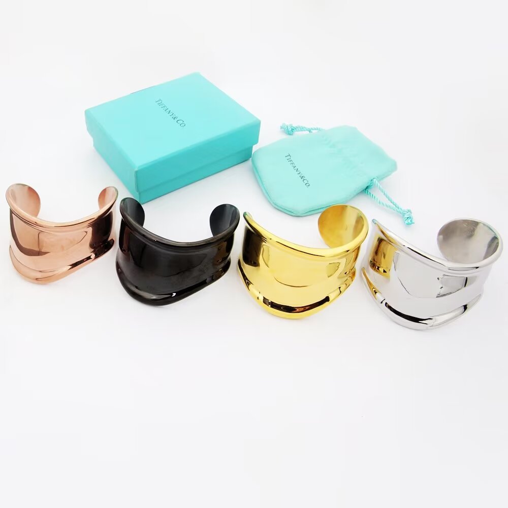 Tiffany Elsa Peretti Small Bone Cuff Black Bracelet