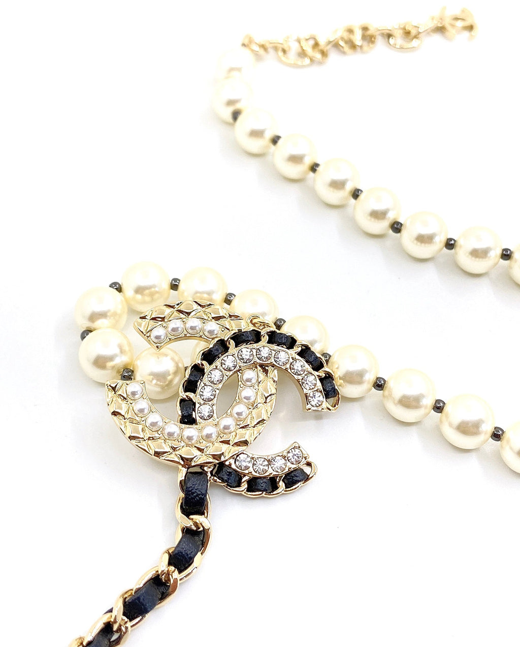 Chanel Leather Pearl Necklace