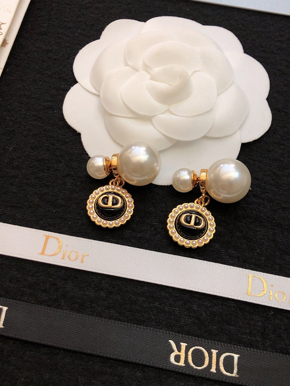 Dior Black Pearl Earrings