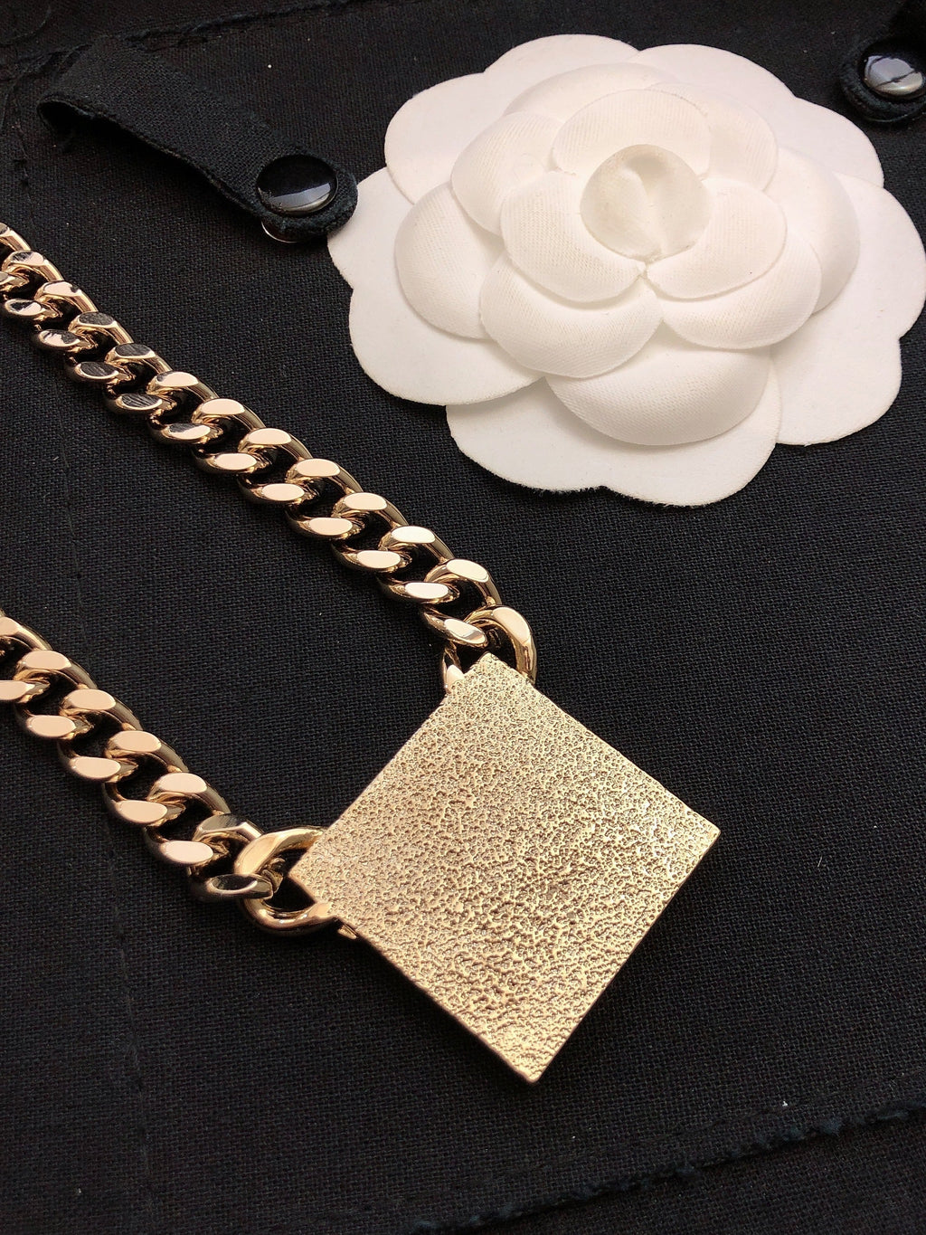 Chanel Pink Logo Chain Necklace