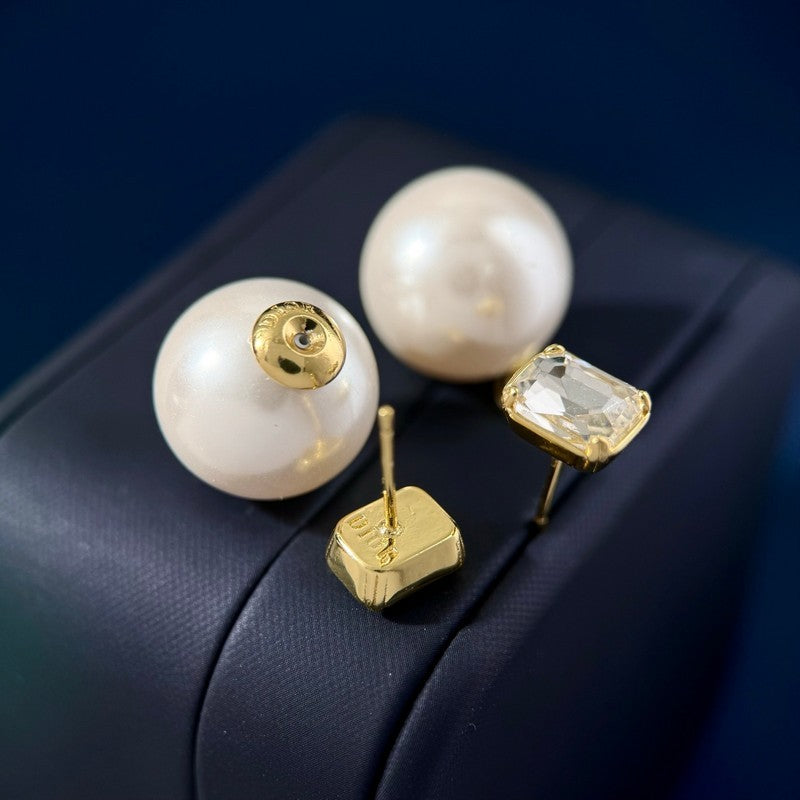 Dior Pearl Crystal Earrings - 18K Yellow Gold