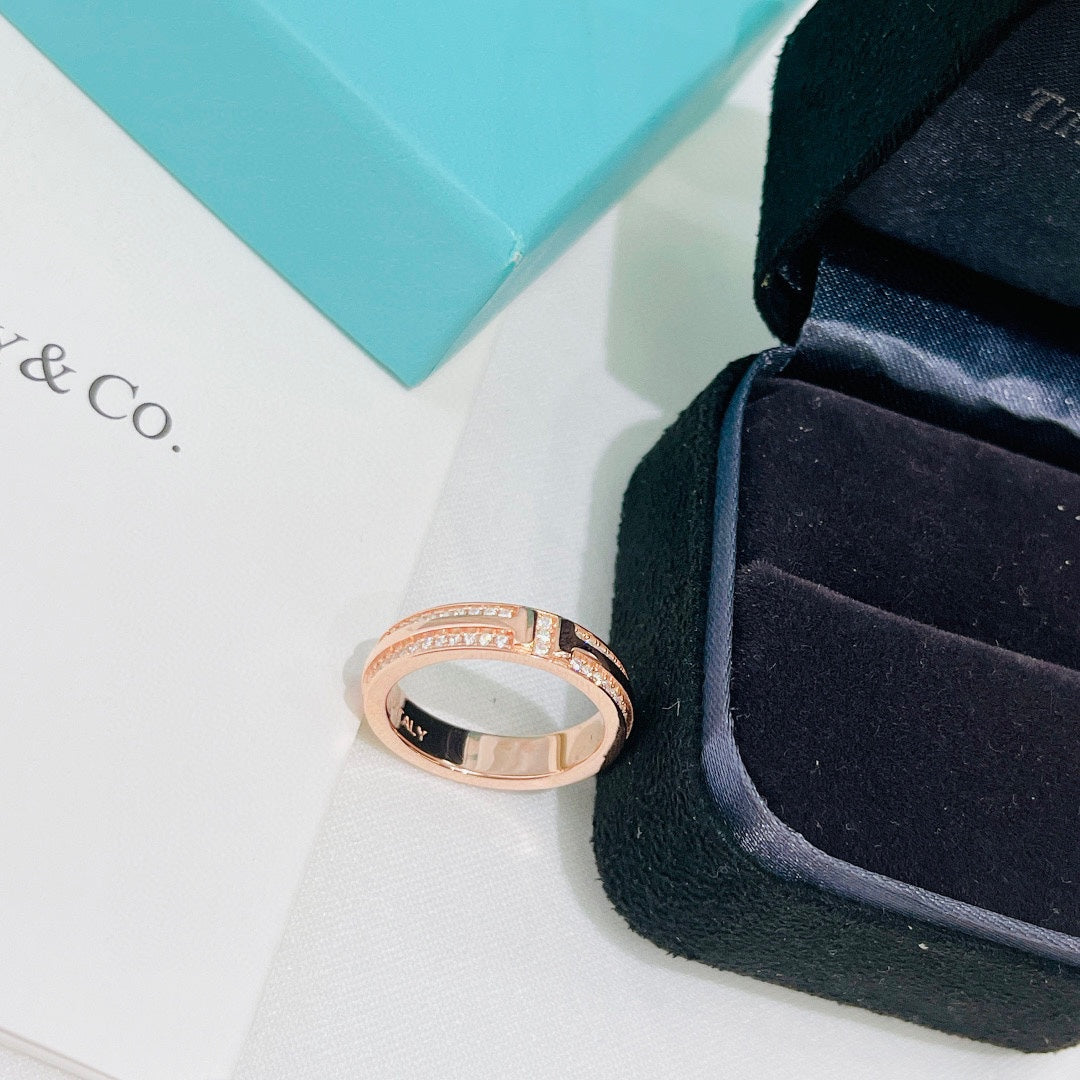 Tiffany Narrow Pave Moissanite Ring - 18K Rose Gold