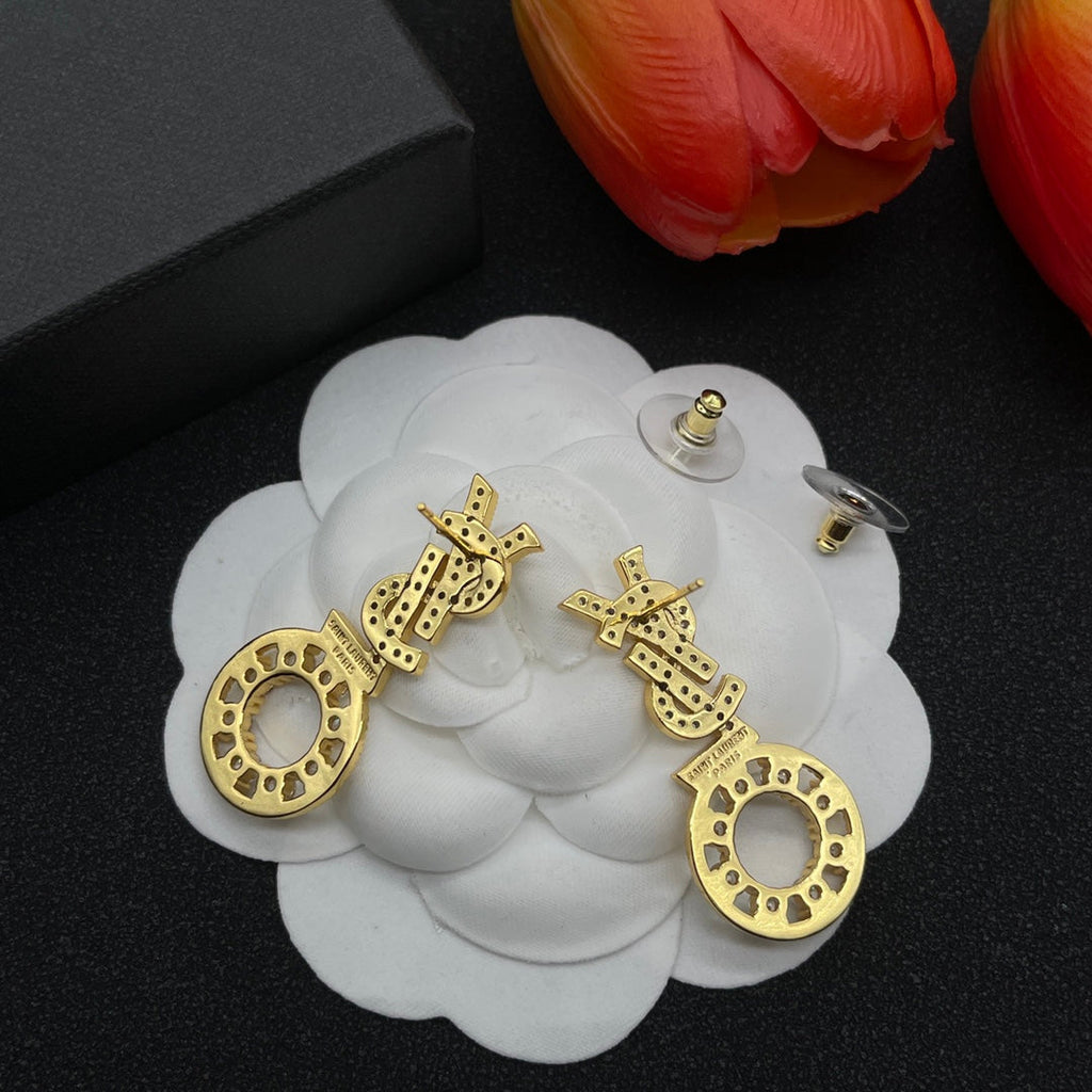 YSL Diamond Earrings - 18K Gold