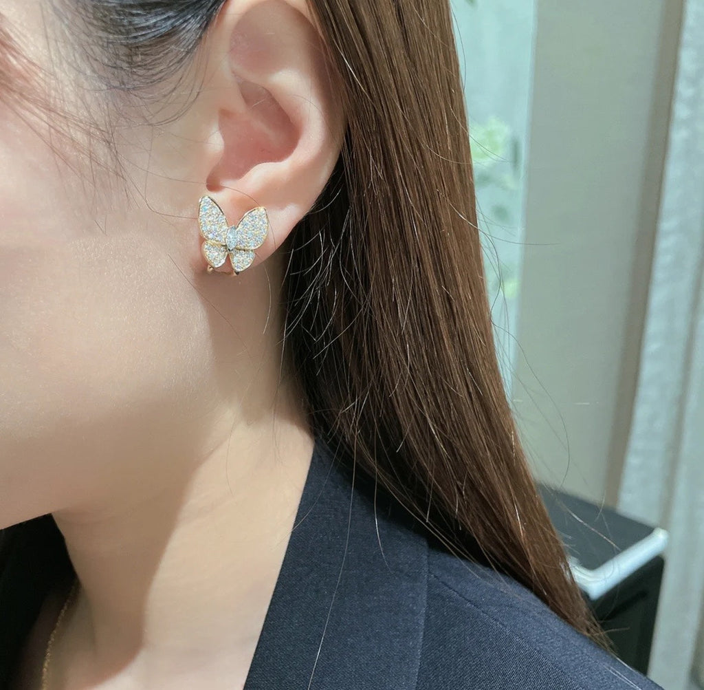 Two Butterfly Turquoise Earrings - 18K Gold