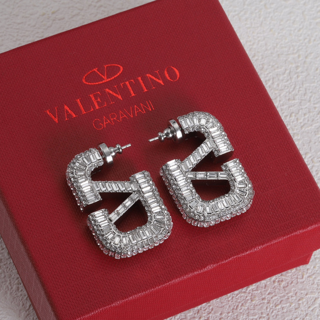 Valentino Crystal Earrings - 18K White Gold