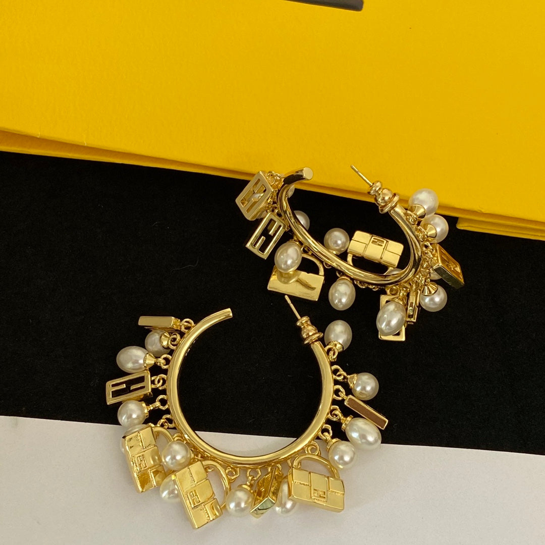 Fendi Pearl Earrings - 18K Yellow Gold