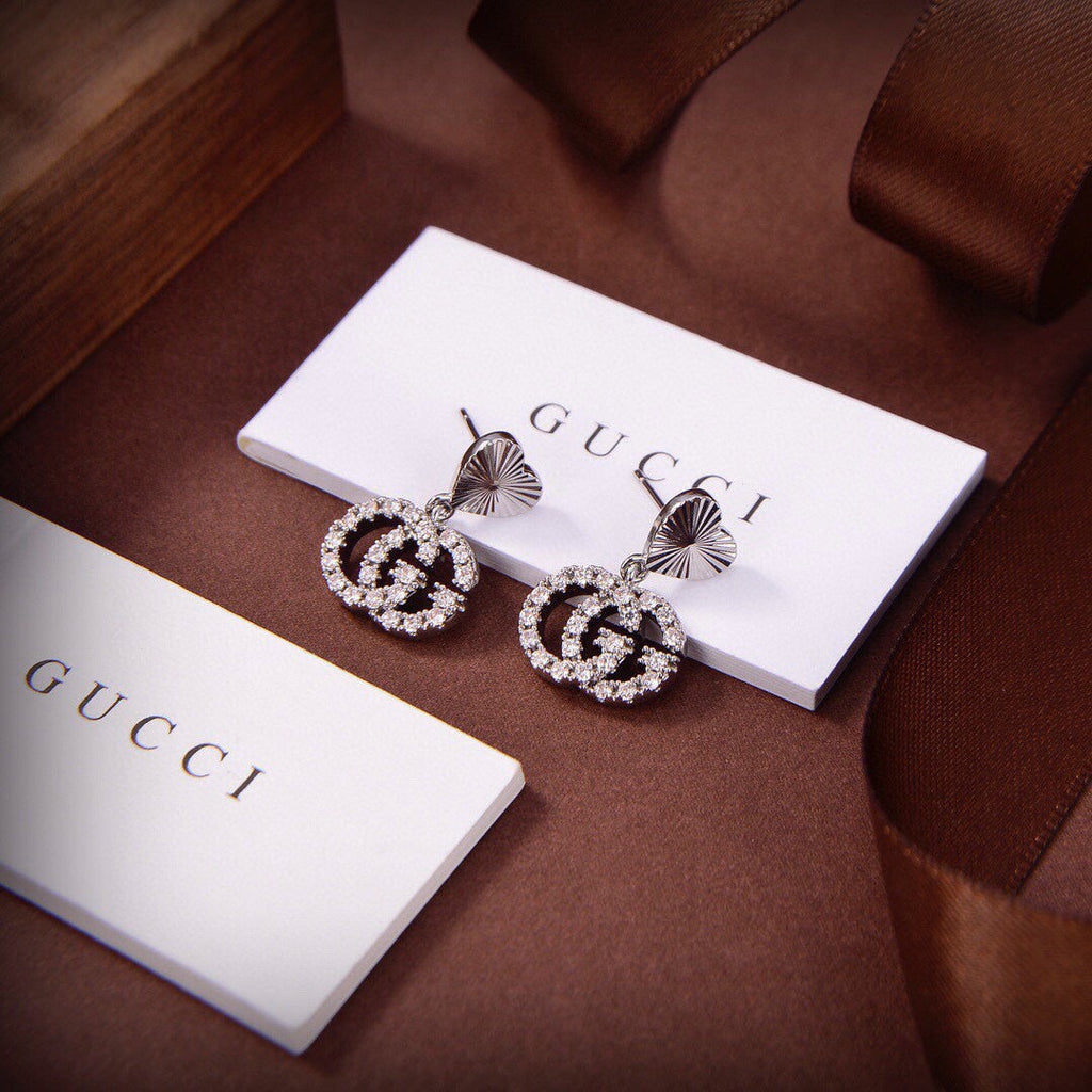 Gucci Double G Running Earrings - 18K White Gold