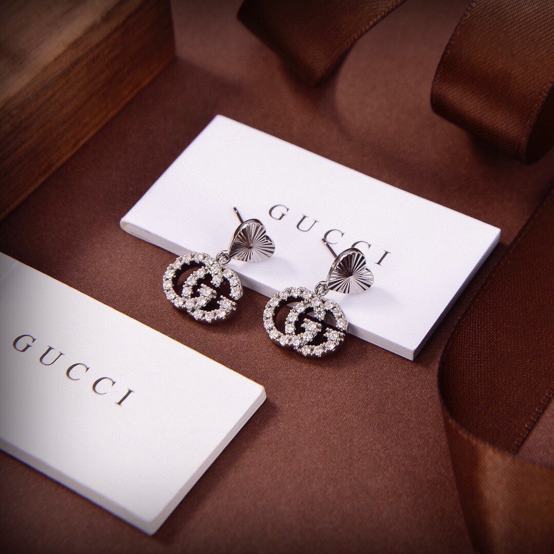 Gucci Double G Running Earrings - 18K White Gold