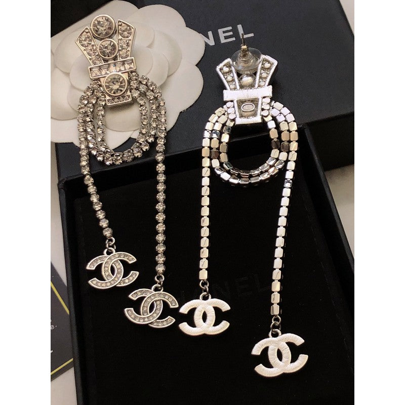 Chanel Tassel Crystal Earrings - 18K White Gold