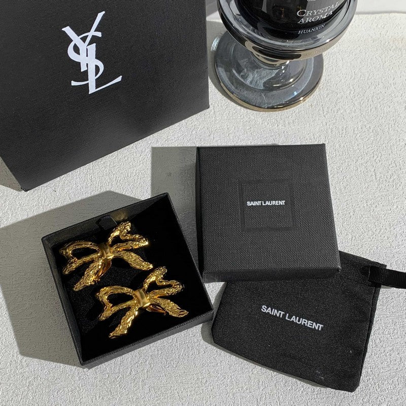 YSL 26C Butterfly Earrings - 18K Yellow Gold