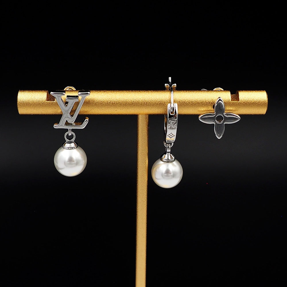 Louis Vuitton Monogram Pearl Earrings - 18K White Gold