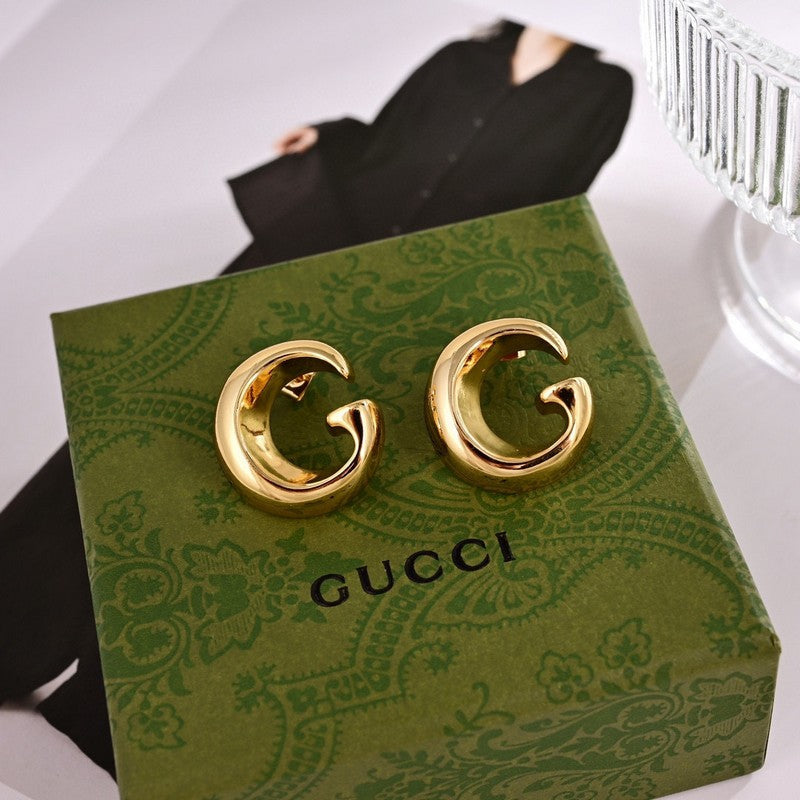 Gucci Double G Logo Earrings - 18K Yellow Gold