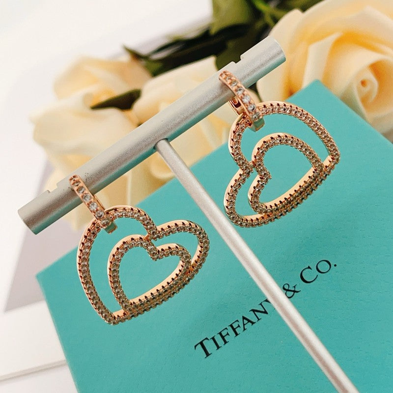 Tiffany Heart Diamond Earrings - 18K Gold
