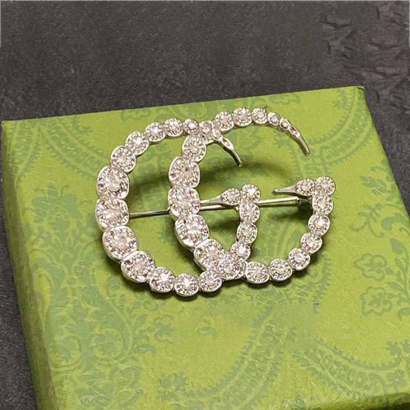 Gucci Double G Crystal Brooch