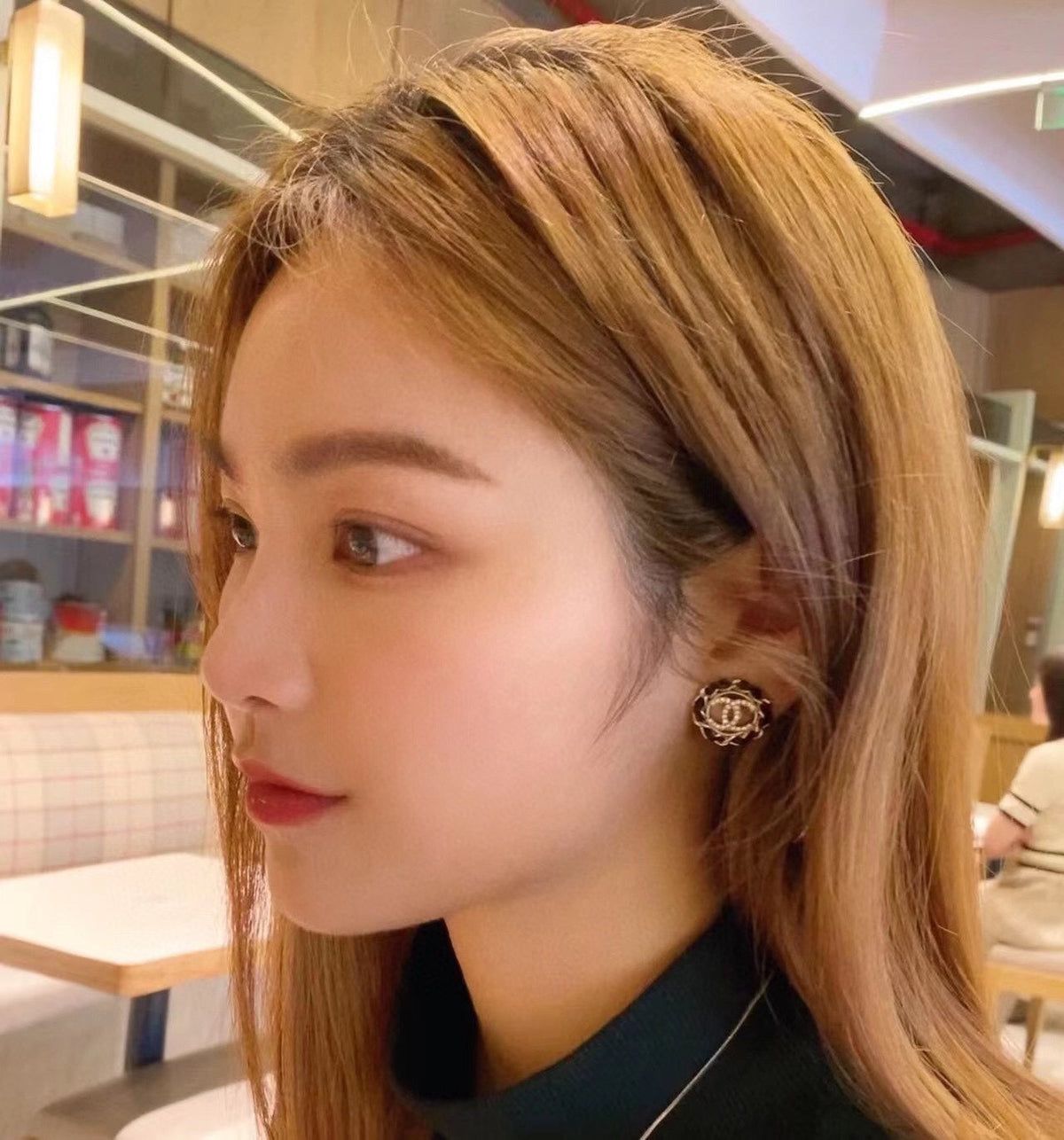 Chanel Black Leather Earrings - 18K Yellow Gold