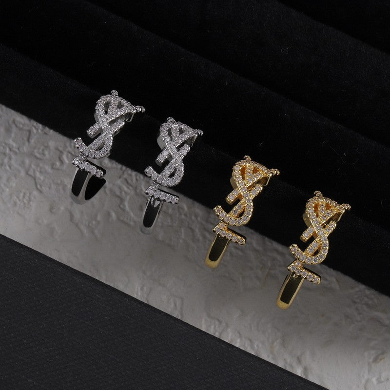YSL Gold Diamond Circle Earrings - 18K Gold