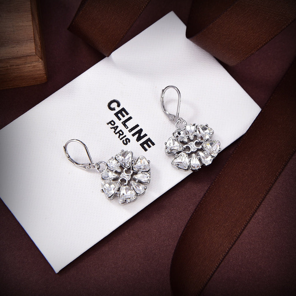 Celine Triomphe Daisy Earrings - 18K White Gold