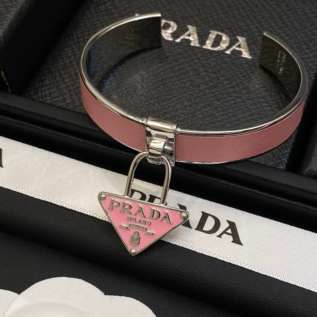 Prada Triangle Charm Cuff Bracelet