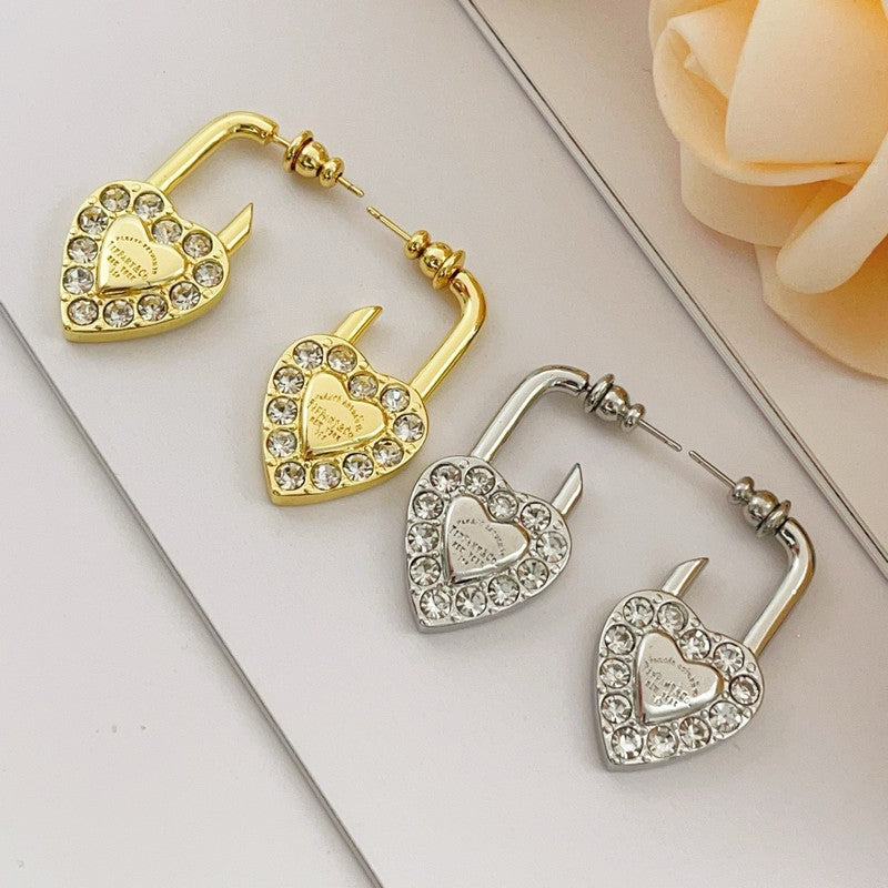 Tiffany Diamond Heart Earrings - 18K Gold