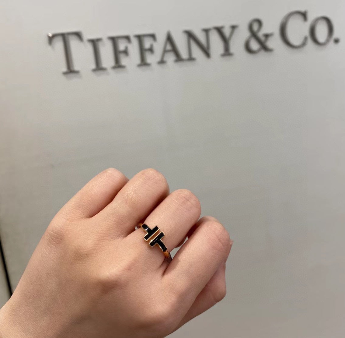 Tiffany Black Onyx Wire Ring - 18K Gold