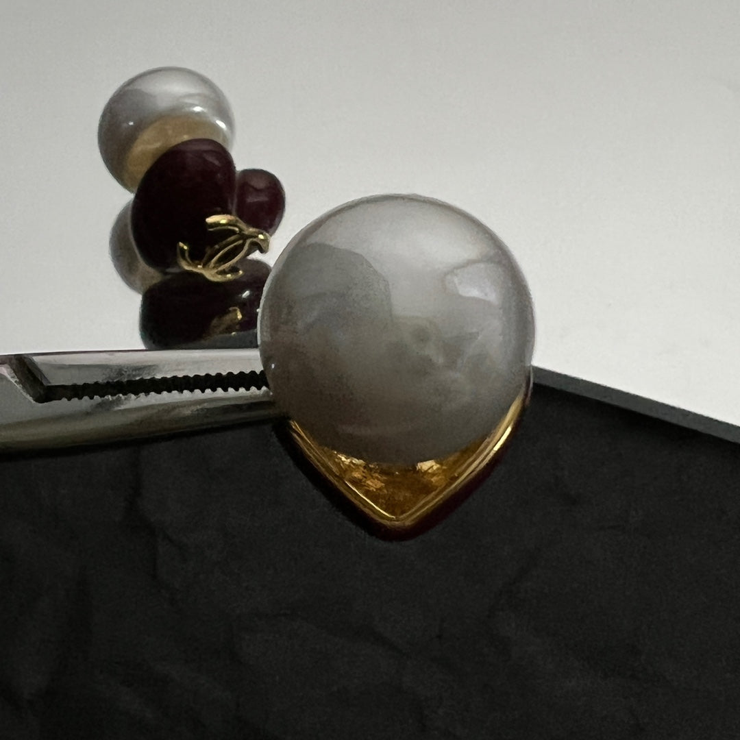 Chanel Red Heart Earrings - 18K Yellow Gold