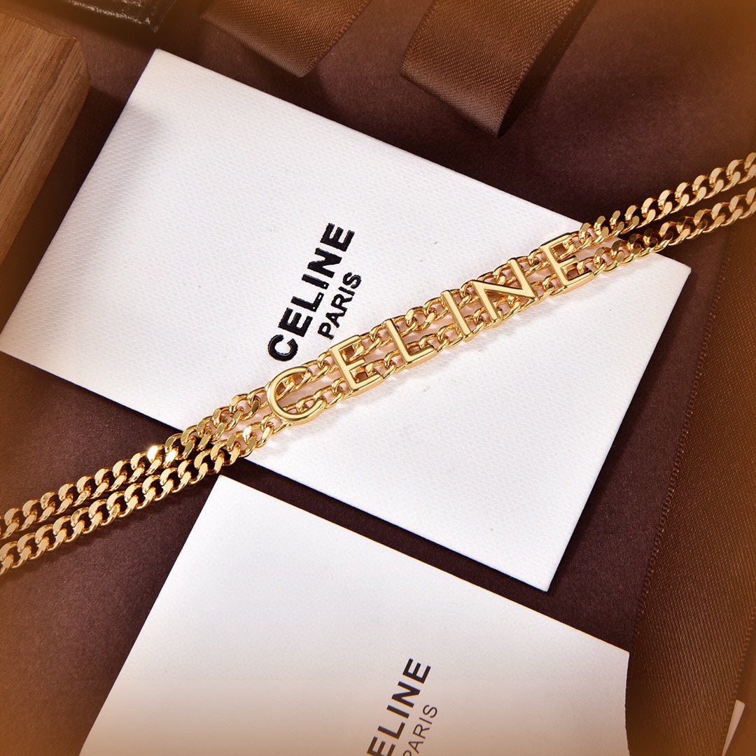 Celine Triomphe Script Choker Necklace