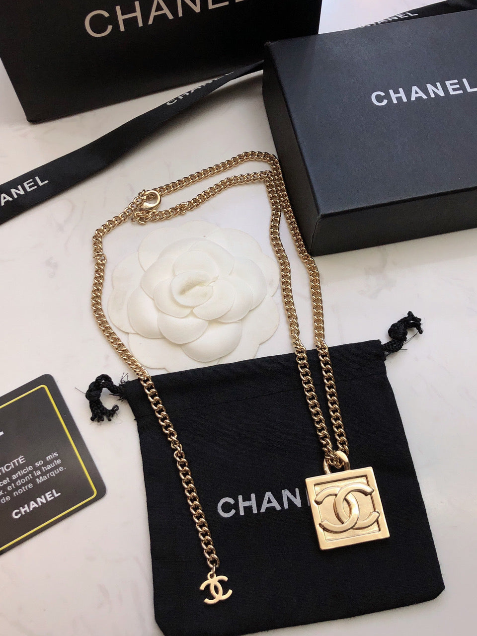 Chanel Square Logo Necklace