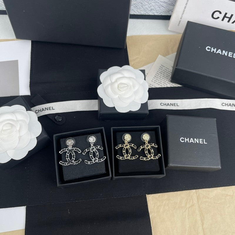 Chanel Leather Earrings - 18K Gold